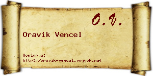 Oravik Vencel névjegykártya